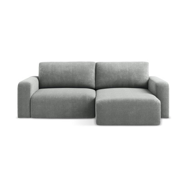 Сив шенилов сгъваем/с място за съхранение ъглов диван (десен ъгъл) Kona – Makamii