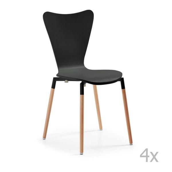 Sada 4 černých jídelních židlí La Forma Eclectic