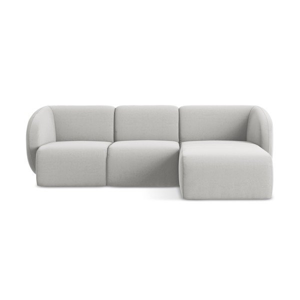 Светлосив кадифен ъглов диван (десен ъгъл) Lani – Makamii