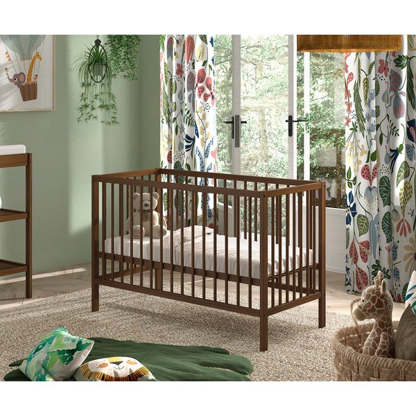 Кафяво детско креватче 60x120 cm от масивен бук с регулируема височина Dino – Vipack-image-1