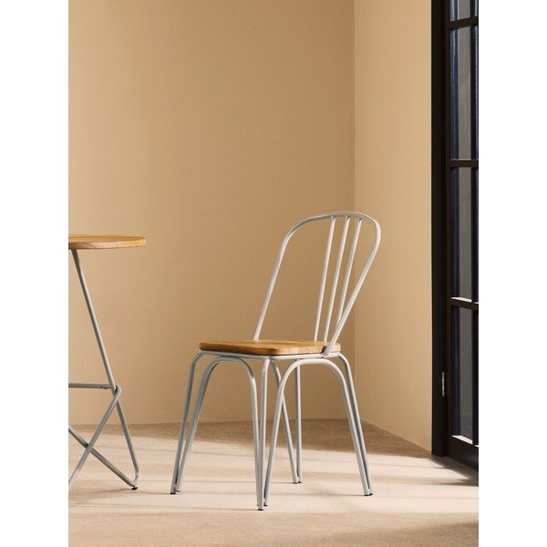 Сив/в естествен цвят трапезен стол от масивен бряст District – Premier Housewares-image-1