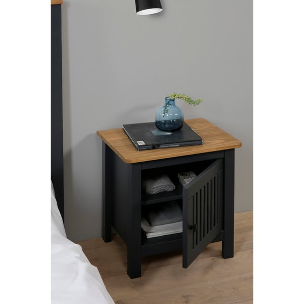 Сиво дървено нощно шкафче Bruna - Marckeric-image-1