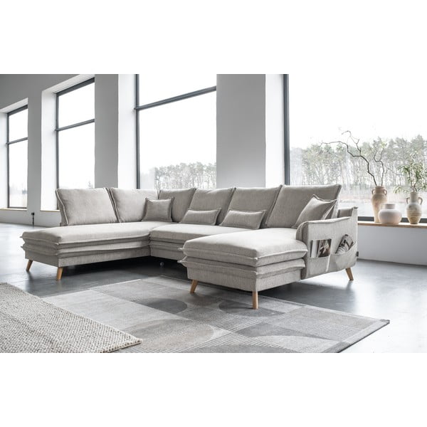 Бежов разтегателен ъглов диван (ляв ъгъл/"U" форма) Charming Charlie – Miuform-image-4