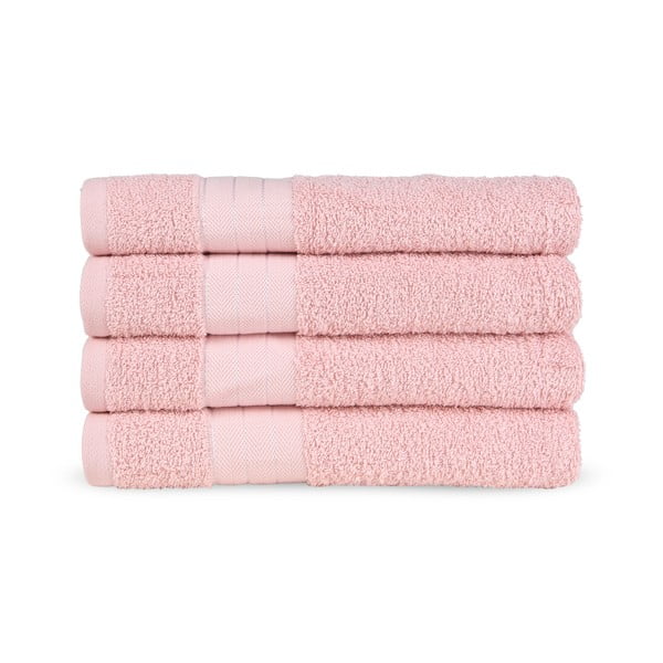Розови памучни кърпи в комплект 4 бр. от тери 50x100 cm – Good Morning