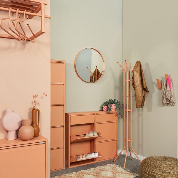 Метална стойка за връхни дрехи в цвят сьомга ø 40x170 cm Jessy – Spinder Design-image-4