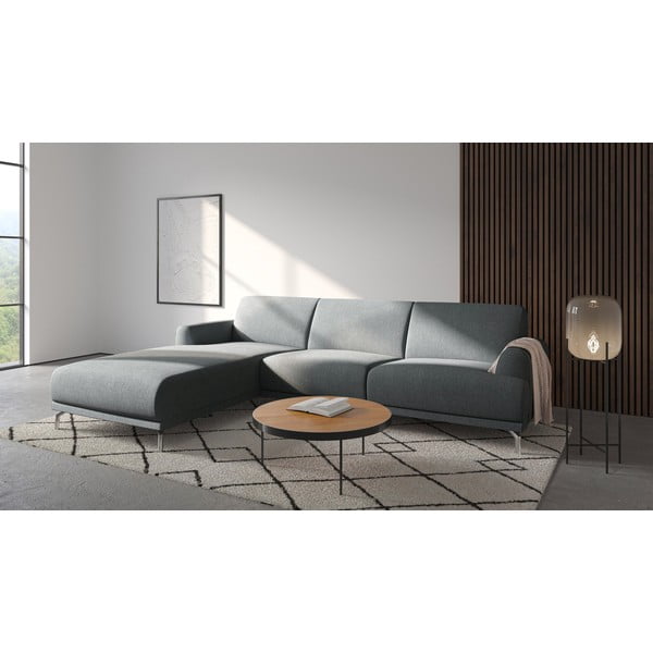 Светлосив ъглов диван , ляв ъгъл Puzo - MESONICA-image-1