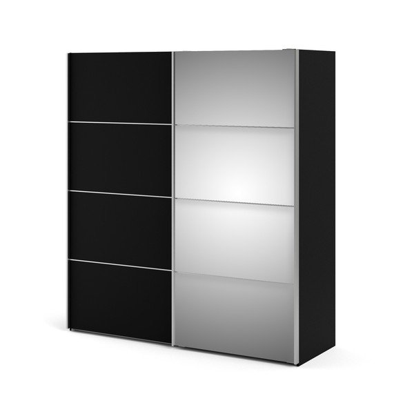 Черен гардероб с огледало и плъзгащи се врати 182x202 cm Verona - Tvilum-image-1