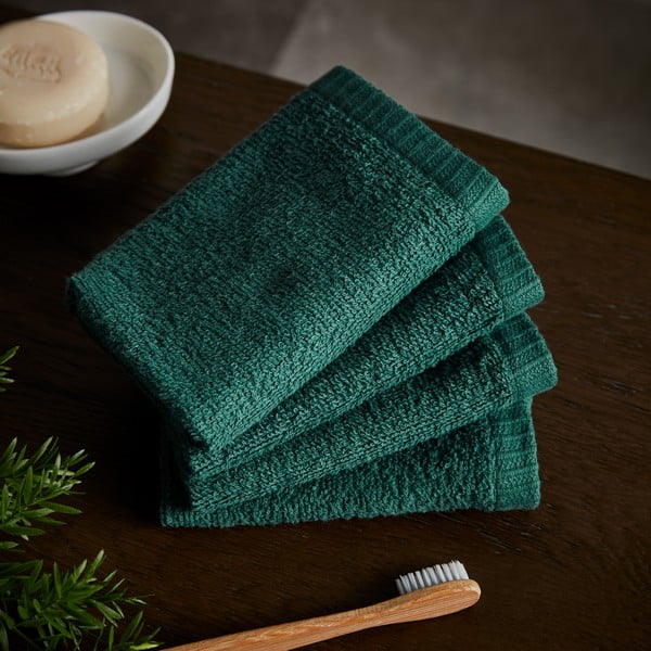 Зелени бързосъхнещи  памучни кърпи в комплект от 4 бр. 30x30 cm Quick Dry – Catherine Lansfield-image-1