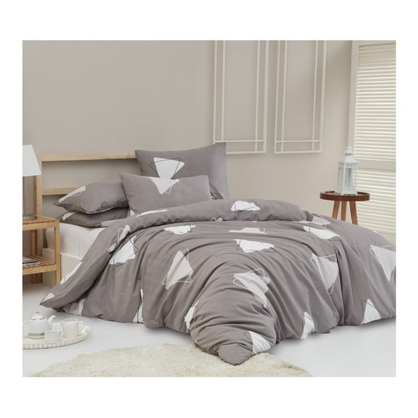 Памучно спално бельо за двойно легло Ranforce с чаршаф Bubu Grey, 160 x 220 cm - Mijolnir