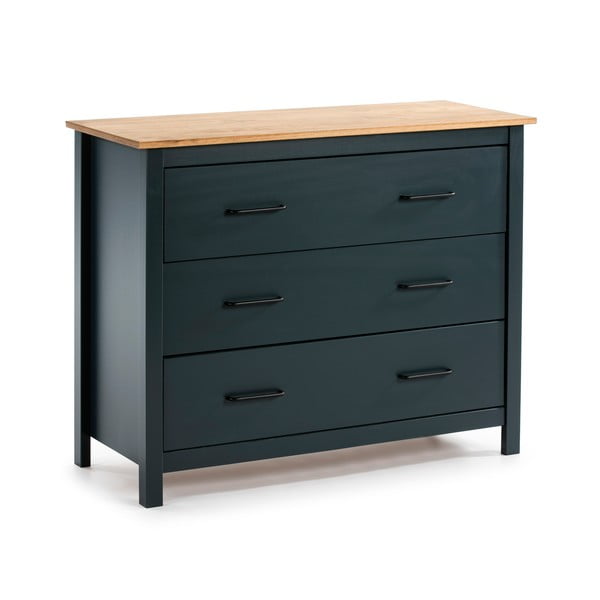 Тъмносин нисък боров скрин 100x80 cm Miranda - Marckeric-image-2