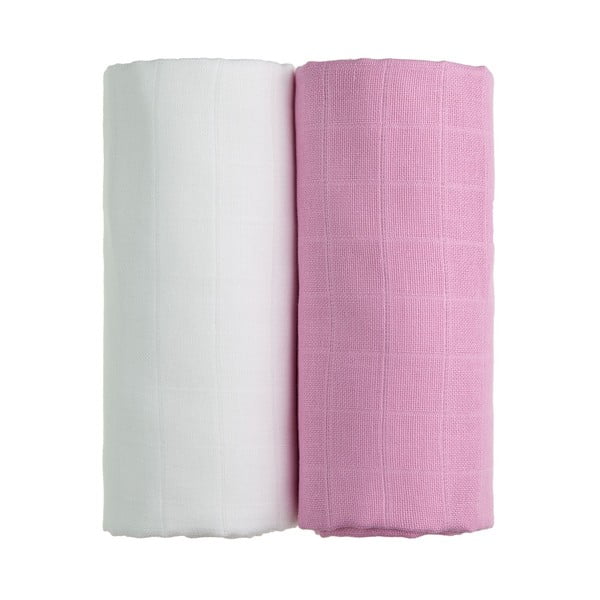 Комплект от 2 памучни кърпи за баня в бяло и розово, 90 x 100 cm Tetra - T-TOMI