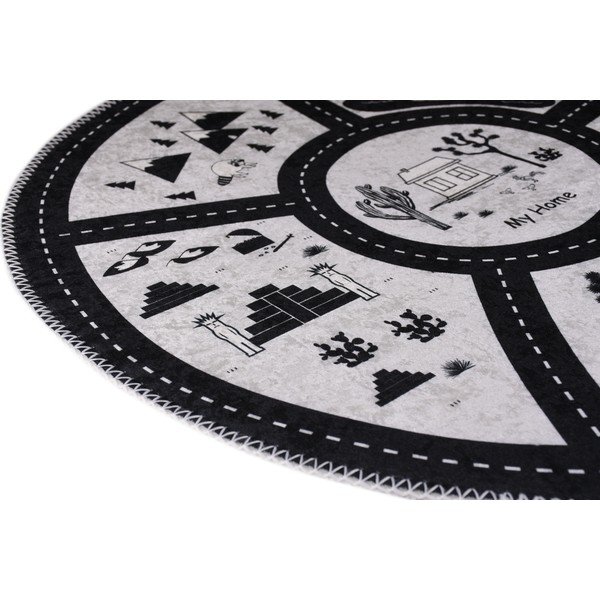 Черно-бяло детско килимче за игра подходящо за пране ø100 cm My Home – Vitaus-image-2