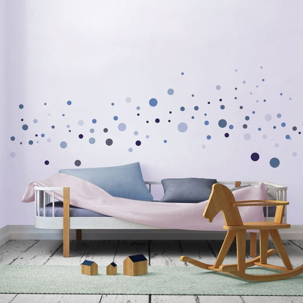 Комплект от 100 сини стикера за стена Кръгли стикери - Ambiance-image-4