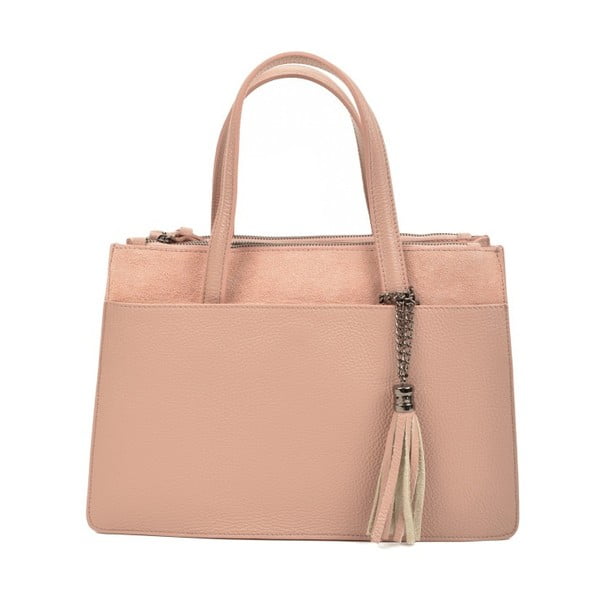 Розова и бежова кожена чанта Murio - Carla Ferreri