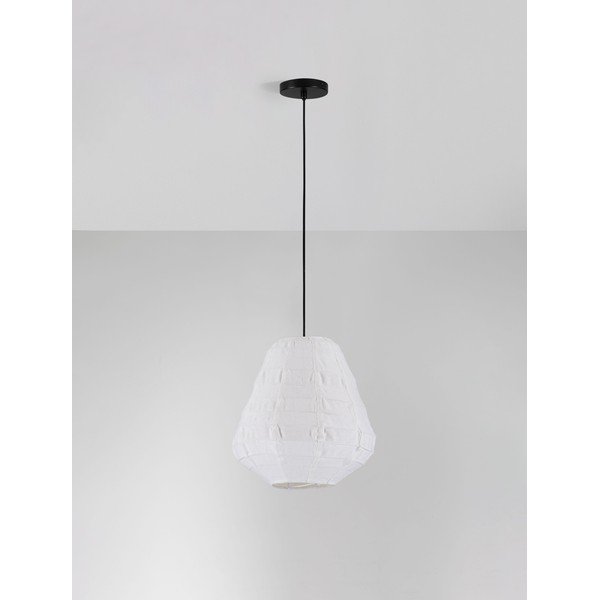 Бяло ленено висящо осветително тяло ø 36 cm Linnet – Nova Luce-image-2