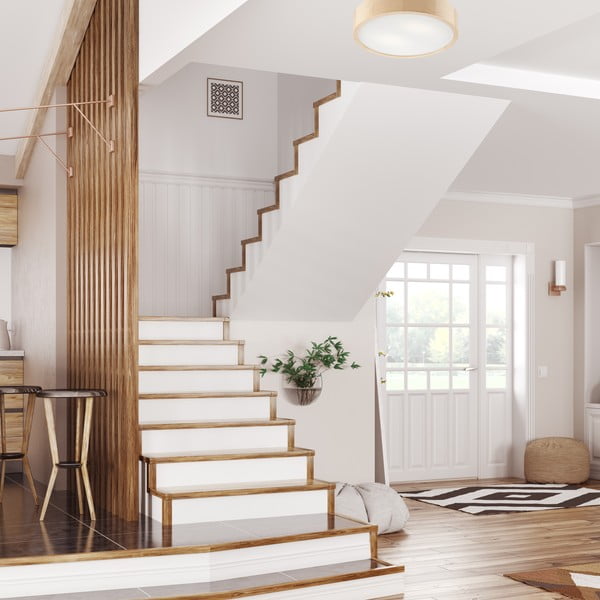 Светлокафява лампа за таван със стъклен абажур ø 37 cm Eveline - LAMKUR-image-1