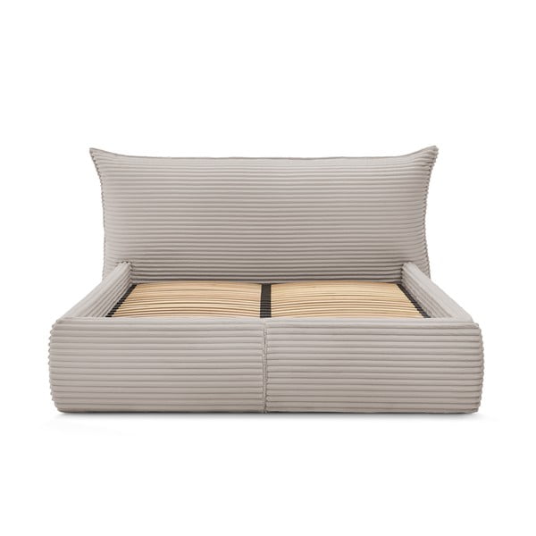 Бежово двойно тапицирано легло с място за съхранение с включена подматрачна рамка 160x200 cm Jade – Bobochic Paris-image-4