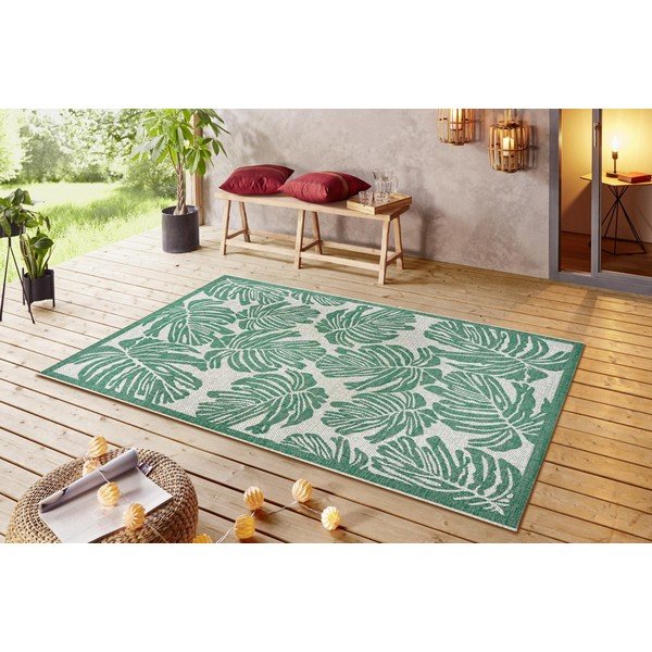 Зелен и бежов килим на открито , 140 x 200 cm Monstera - NORTHRUGS-image-1