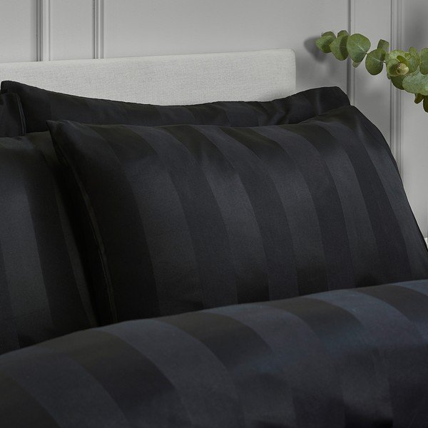 Черно двойно  3 части сатенено спално бельо 200x200 cm So Soft Satin Stripe – Catherine Lansfield-image-3
