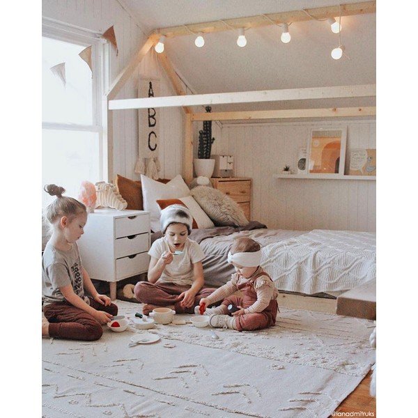 Бял ръчно изработен памучен килим подходящ за пране 140x200 cm Tribu Natural – Lorena Canals-image-1