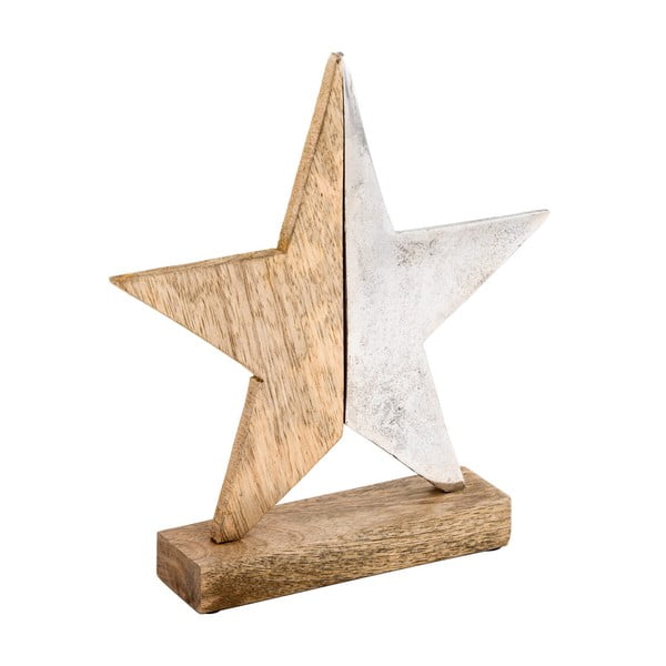 Коледна дървена украса във формата на звезда , височина 27 см - Ego Dekor