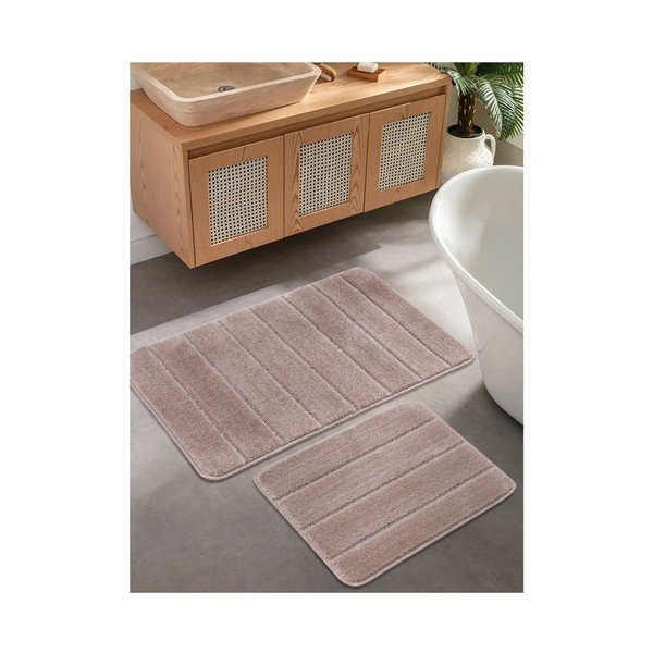 Кафяви килими за баня в комплект 2 бр. 50x80 cm Yeni Cizgli – Foutastic-image-1