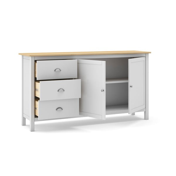 Нисък скрин от бял/естествен бор 150x80,5 cm Misti - Marckeric-image-4