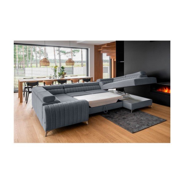 Син разтегателен ъглов диван с място за съхранение (десен ъгъл U форма) Louis – ELTAP-image-4