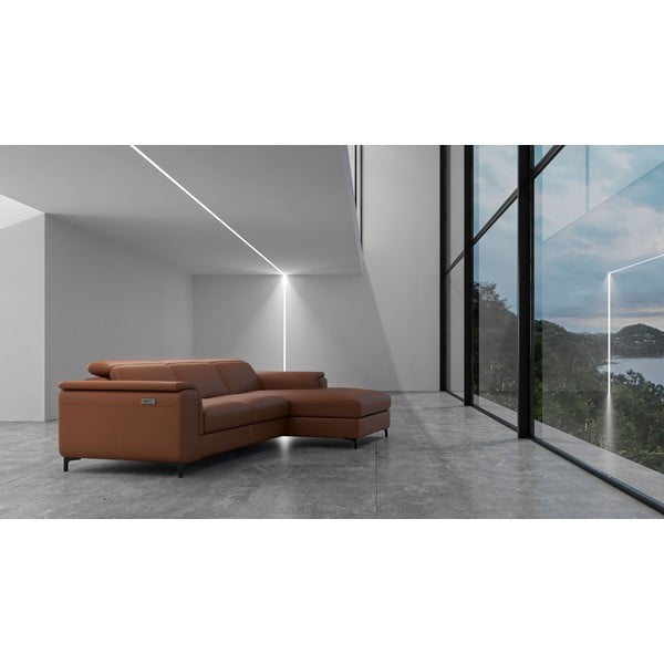 Ъглов диван от кафява кожа в цвят коняк (десен ъгъл) Brito - MESONICA-image-1