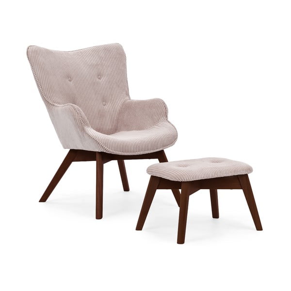 Светлорозов фотьойл с табуретка от рипсено кадифе Niko – Ropez