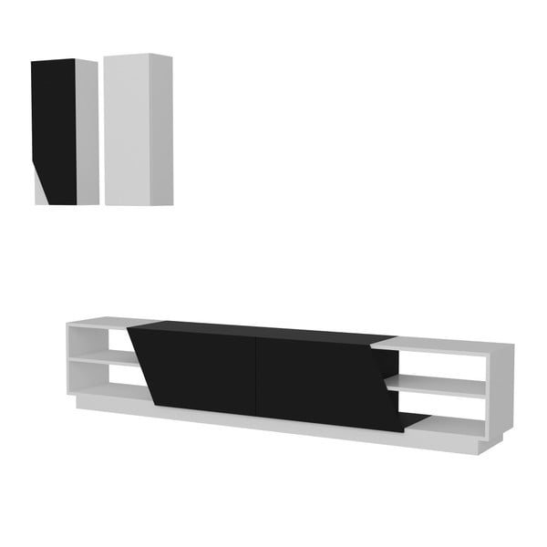Комплект от бял ТВ скрин и 2 стенни шкафа Зебра - Unknown
