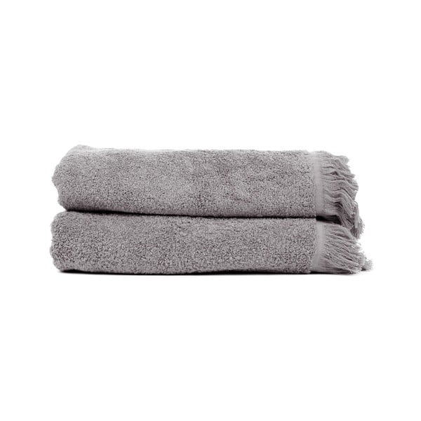 Комплект от 2 антрацитно сиви кърпи за баня от 100% памук , 70 x 140 cm - Bonami Selection