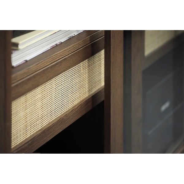 Тъмнокафява витрина от декор от дъб  с плъзгащи се врати 110x160 cm Barrali – Unique Furniture-image-4