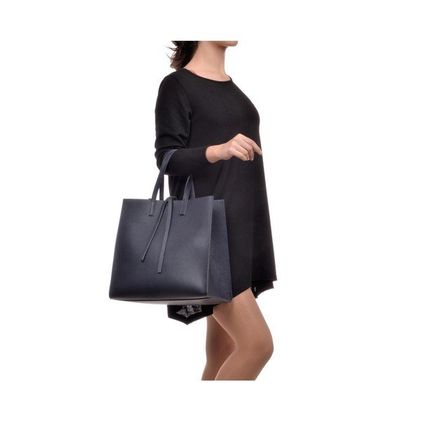 Тъмносиня кожена чанта Mangotti Vera - Mangotti Bags-image-4