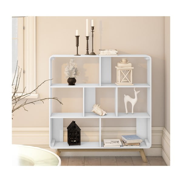 Бяла библиотека 122x126 cm Caitlin – Støraa-image-3