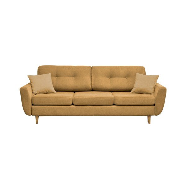 Žlutá rozkládací pohovka se světlými nohami Mazzini Sofas Rose-image-4
