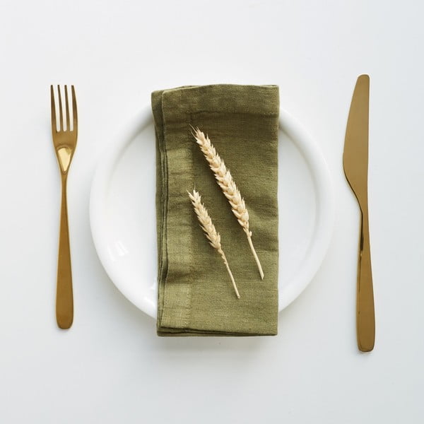 Комплект от 2 маслиненозелени ленени салфетки - Linen Tales
