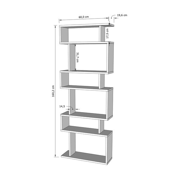 Бял/естествен дъбов шкаф за книги 60x160 cm Bates - Kalune Design-image-2