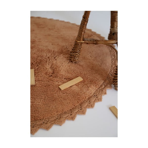 Памучен кръгъл килим подходящ за пране ръчно изработен в тухлен цвят ø 110 cm Perla Toffee – Nattiot-image-2
