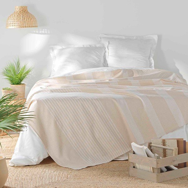 Бежово покривало за легло 240x260 cm Adele – douceur d'intérieur-image-1