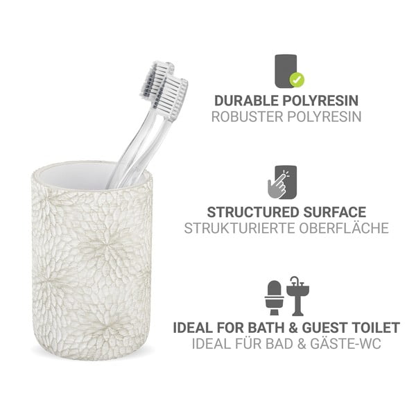 Чаша за четки за зъби от полиресин в бял и златист цвят Montalfano – Wenko-image-2