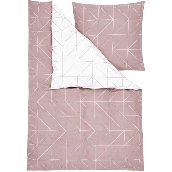 Розово и бяло памучно спално бельо за единично легло by46, 135 x 200 cm - Westwing Collection