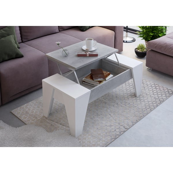 Масичка за кафе James в сиво и бяло с плот на панти - Tomasucci-image-1