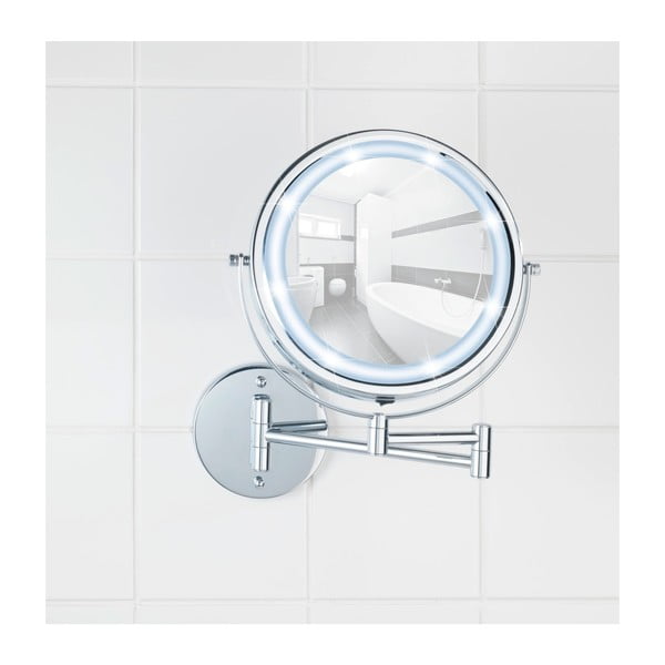 Козметично огледало със светлина/увеличително (5x) ø 17,5 cm Power-Loc Lumi – Wenko-image-4