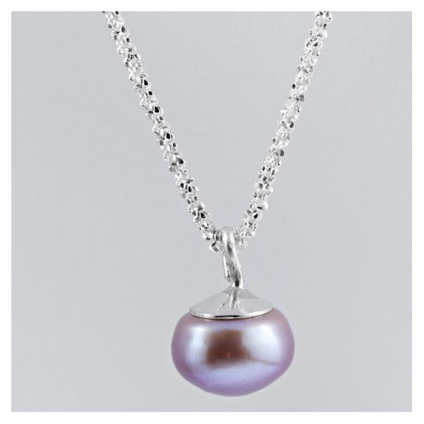 Stříbrný náhrdelník s růžovou perlou 9,5 mm