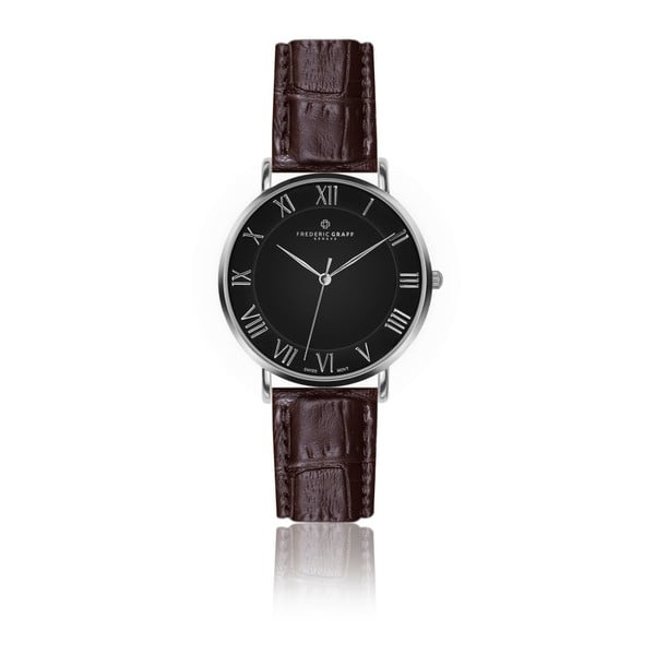 Pánské hodinky s hnědým páskem z pravé kůže Frederic Graff Silver Dom Croco Brown Leather