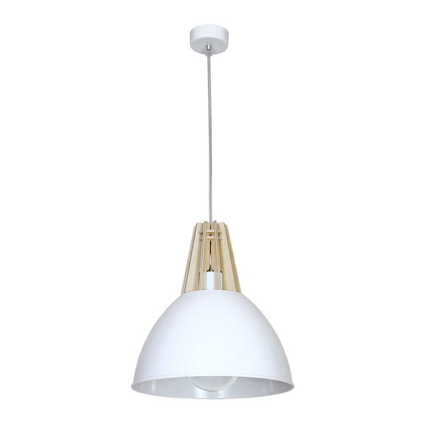 Бяла лампа за таван с дървени детайли Zorro Uno - Glimte