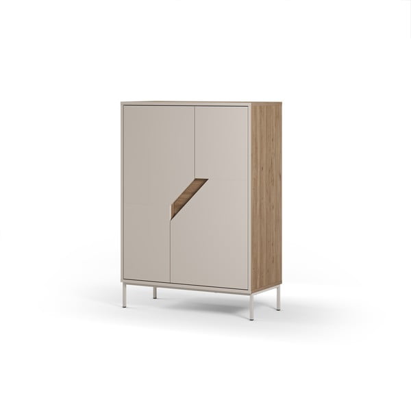 Кремавo-естествен скрин от декор от дъб  85x120x40 cm Lilou – Marckeric-image-4