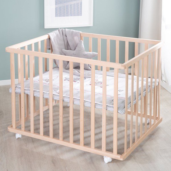 Кошара за игра на колелца в естествен цвят 100x75 cm Jumbo Twins – Roba-image-1