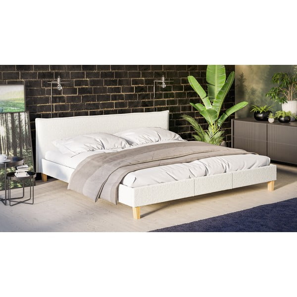 Кремаво тапицирано двойно легло с решетка 200x200 cm Tina - Ropez-image-2